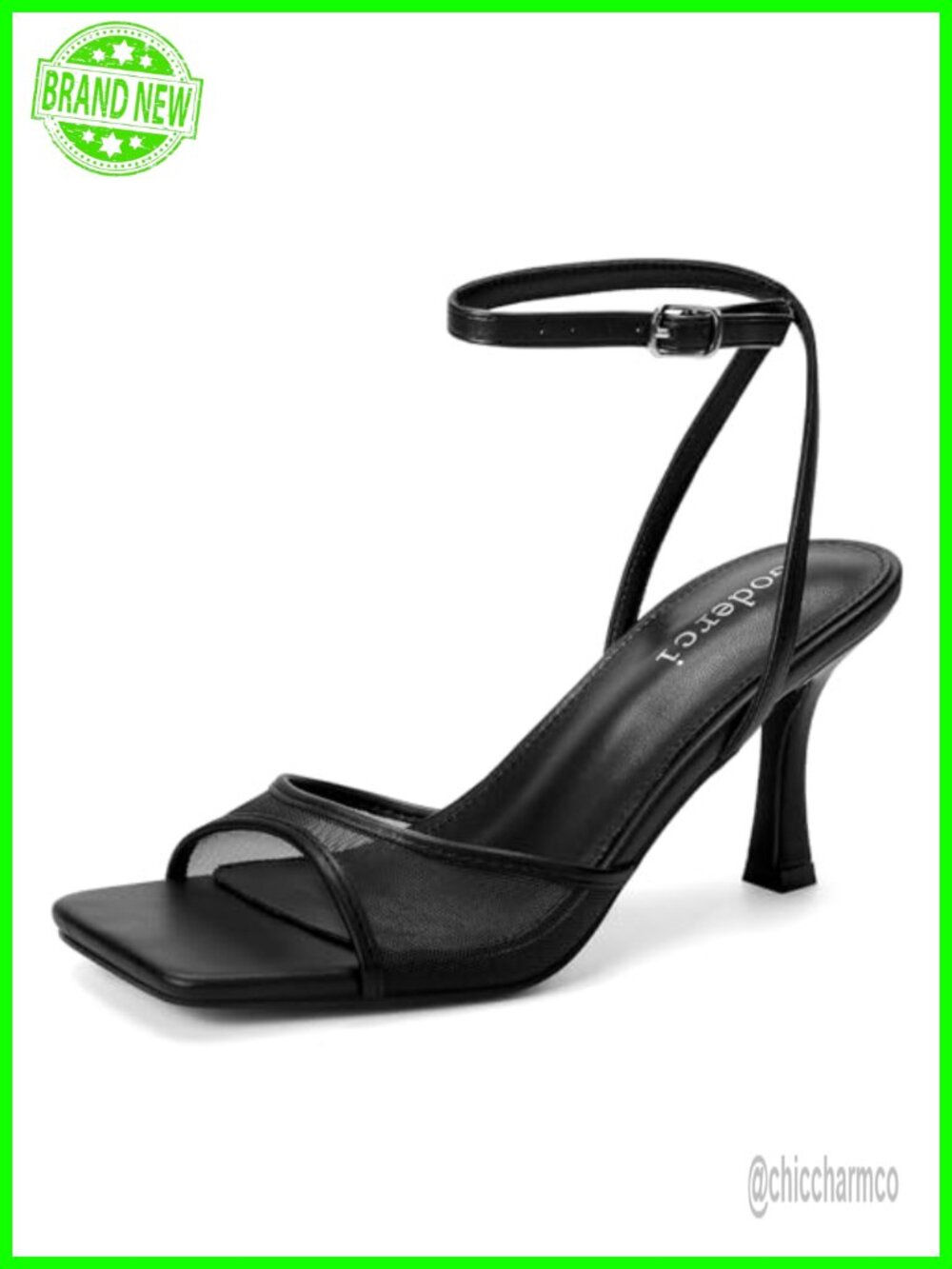 Kitten Strappy Heels Square Open Toe Ankle Strap Buckle Stiletto Dress Shoes